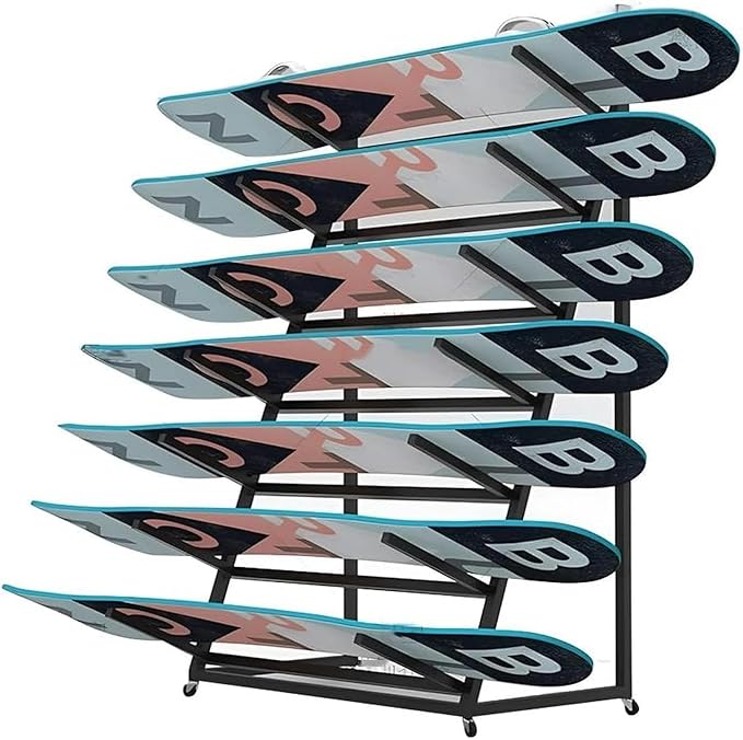 Metal Snowboard Storage Rack - Triangle Freestanding Ski Organizer for Garage & Home Gym, Multi-Layer Holder (4/5/6 Layers) for Efficient Equipment Storage