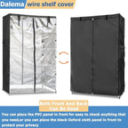 Wire Rack Covers,Heavy Duty 600D Dustproof Waterproof Storage Rack Covers for Metal Shelves,Storage Shelf Cover with Zipper for Wire Shlef,36''W x 19''D x 72''H,Black with Clear Front
