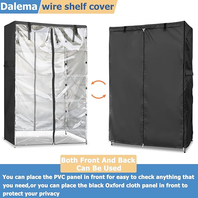 Waterproof Shelf Cover,Outdoor 600D Heavy Duty Dustproof Storage Shelves Cover,36''x14''x71'' Shelf Covers for Wire Shelving with Zippers,Storage Rack Covers with Clear Front