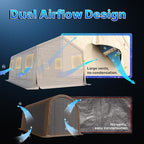 ADVANCE OUTDOOR 13x20 ft Carport 2 Roll up Doors & Vents Outdoor Portable Storage Shelter Garage Tent for Vehicle Boat Truck Anti-UV Snow Resistant Waterproof, Beige