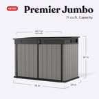 Keter Premier Jumbo 6.2 x 4.3 ft. Outdoor Resin Horizontal Storage Shed for Outdoor Yard and Garbage Bin Storage