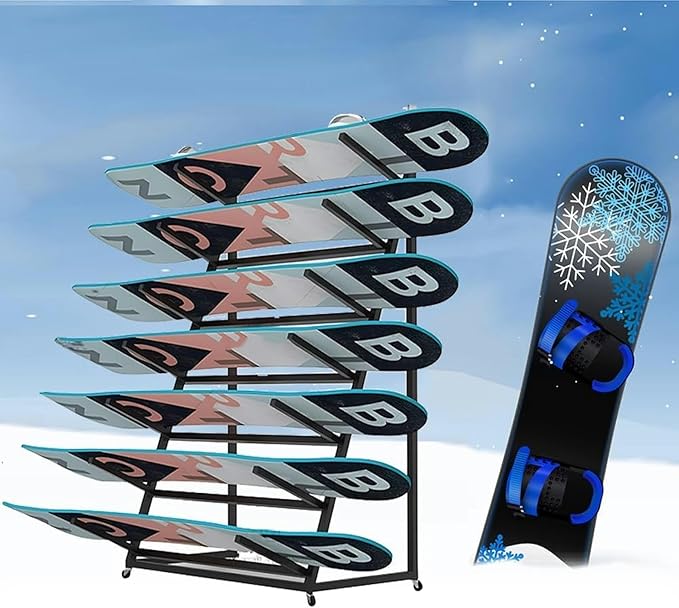 Metal Snowboard Storage Rack - Triangle Freestanding Ski Organizer for Garage & Home Gym, Multi-Layer Holder (4/5/6 Layers) for Efficient Equipment Storage