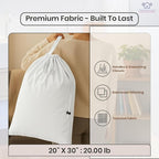 LFH Home Cotton Canvas Large Laundry Bag with Handle, Heavy Duty Drawstring Closure Washable Laundry Bags, School Travel, Home, Hotel, College Dorm, Organizer Sack, Toy Clothes 20x30 (Pack of 6)-White