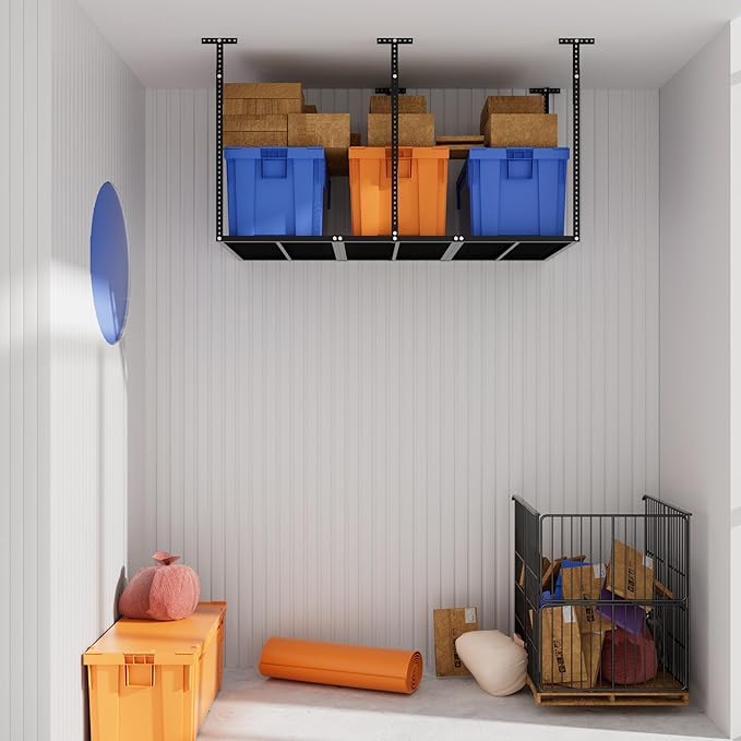 Ceiling Shelf, Ceiling Mounted Storage Racks, Overhead Garage Storage Rack, 3x6ft Garage Ceiling Storage Racks, Heavy Duty Adjustable Racks for Garage Storage, Garage Storage Organization Systerm