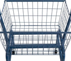 ALIMORDEN Laundry Cart with Clothes Rack, Rolling Laundry Butler with Wire Storage Rack，Navy Blue
