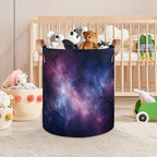 Space Universe Galaxy Collapsible Laundry Basket Large Laundry Hamper Waterproof Foldable Storage Bins Laundry Basket with Leather Handles Clothes Nursery Hampers