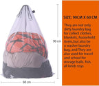 Kimmama XL Large Mesh Laundry, Heavy Duty Big Hole Coarse Mesh Bag with Drawstring Strap,24 x 36" White Travel Storage Bag for Clothes,Camping,Laundromat,Dorm,College,Carrying