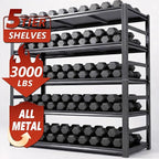 Adjustable 5-Tier Garage Shelving, Heavy Duty Steel Storage Rack, High Load Capacity, Ideal for Garage, Warehouse, or Home Organization (5-Tier 63" H x 45" W x 18" D)