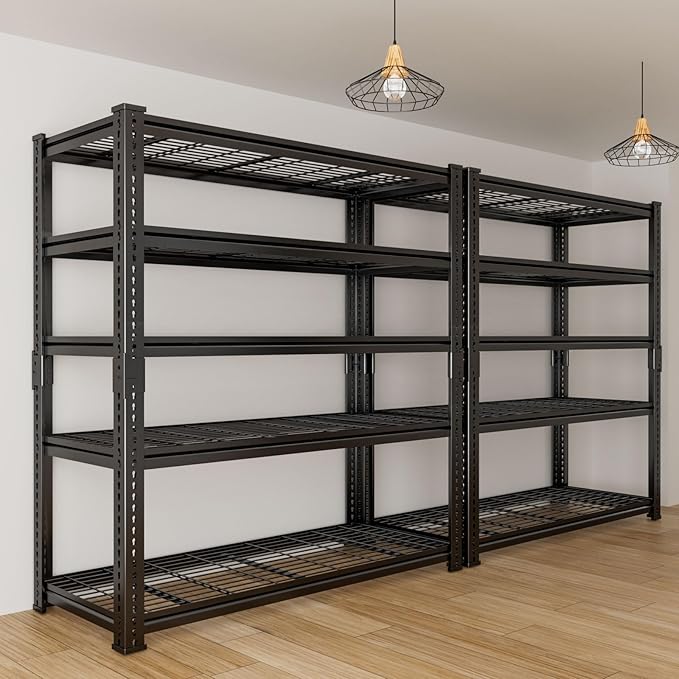 Storage Shelves Heavy Duty, 3 PCS 36"L x 16"W x 72"H Garage Wire Shelving Unit Loads 2400LBS, 5-tier Adjustable Metal Industrial Utility Shelf Rack for Kitchen, Laundry, Pantry, Warehouse, Basement
