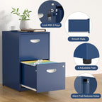 2 Drawer File Cabinet with Lock,Blue Metal Office Drawers Filing Cabinets for Home Office, Two Drawer Under Desk File Cabinet for Hanging Letter,Easy Assemble