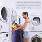 BeeGreen Laundry-Bag-Backpack-Heavy-Duty, Purple Nylon Drawstring Portable Laundry Foldable Extra Large Dirty Clothes Travel Bag with Handle College Dorm Apartment Essentials