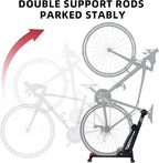 Foldable Vertical & Horizontal Bike Rack - Space-Saving Floor Bike Stand for Garage/Indoor Storage, Tool-Free Assembly Fits 24"-29" Mountain/Road Bikes (66lb Capacity) No Drilling