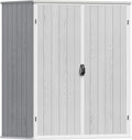 Patiowell 5x3 FT Resin Outdoor Storage Shed with Floor, Plastic Waterproof Outdoor Storage Cabinet, Garden Organizer Shed with Lockable Door for Patio Furniture, Pool Accessories, Light Gray