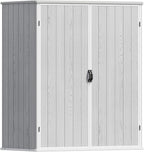 Patiowell 5x3 FT Resin Outdoor Storage Shed with Floor, Plastic Waterproof Outdoor Storage Cabinet, Garden Organizer Shed with Lockable Door for Patio Furniture, Pool Accessories, Light Gray