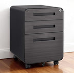 3 Drawer Mobile File Cabinet with Lock,Rolling Under Desk Storage Organizer,Fits A4/Letter/Legal Files, Metal Frame with Wheels for Home & Office