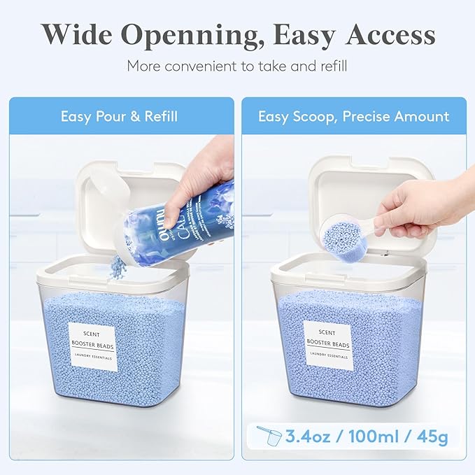 Lifewit Laundry Pods Container with Pop-up Lid, Laundry Room Organization, Dryer Sheet Holder for Washing Powder Scent Booster Beads, 2700 +4500+1800ml/0.5+0.72+1.2gal,4 Pcs