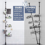 Corner Shower Caddy Tension Pole,Adjustable 30-120 Inch Bathroom Organizer Storage,Rustproof 6-Tier Shower Corner Shelves,Towel Rack, Toothbrush Holder, Soap Dish Organizers