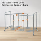 STORAGE MANIAC 5 Section Laundry Sorter, 5 Bins Rolling Separator Laundry Basket, Dirty Clothes Hamper Divider with Heavy Duty Rolling Lockable Wheels, Large Clothes Organizer Cart, Gray