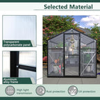 Outdoor Polycarbonate Greenhouse with Aluminum Frame, Walk-in Garden Green House Featuring Lockable Door, Adjustable Roof Vent, and UV-Protected Panels for Backyard or Patio Use (6x10 FT)