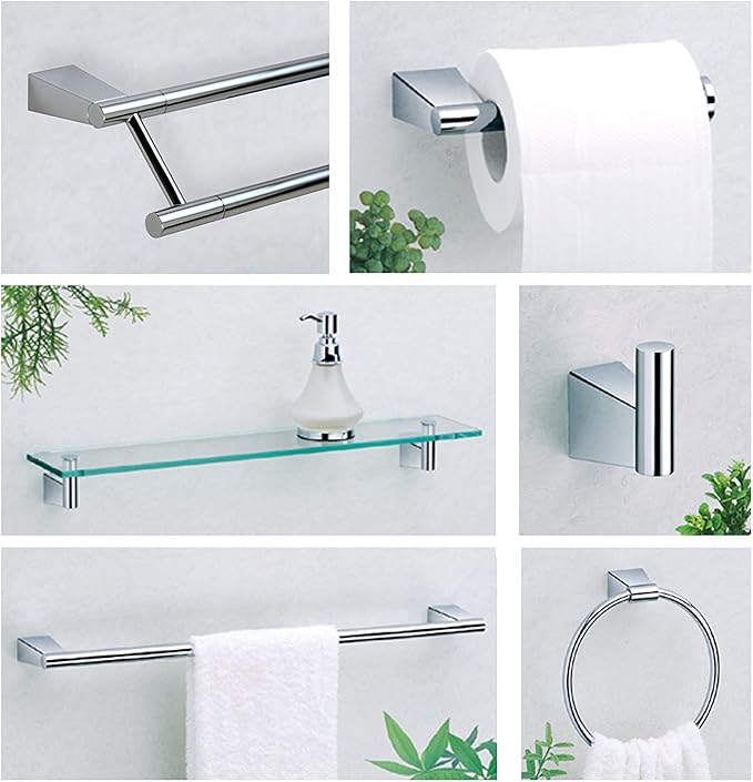 Gatco 4716 Bleu Glass Shelf, Chrome/Wall Mounted 20.13" X 4.30" Tempered/Floating Rectangle Glass Shelf for Bathroom