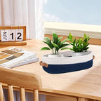 1 Pack Small Woven Storage Basket for Toilet Tank Top, Bathroom Countertop Organizer Cotton Rope Toilet Paper Storage Decorative Basket 13"x6"x4"(Navy/White)
