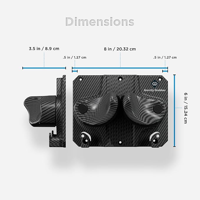 Gravity Grabber, The OG - Ski & Snowboard Wall Mount, Indoor Garage & Home Storage Organizer, Damage-Free Grip, Holds Skis/Boards/Poles/More, Space-Saving Premium Gear Rack, (Carbon 3-Pack)