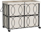 VIPLEO Laundry Hamper with 3 Section, Large 180L Rolling Laundry Basket with Wheels, Metal Heavy Duty Laundry Hamper with Detachable Bags, Dirty Clothes Hamper Organizer for Bedroom, Bathroom(Beige)
