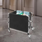 Commercial Laundry Cart with Wheels,Folding Laundry Hamper Cart,Heavy Duty Rolling Laundry Basket with Large Capacity,Laundry Sorter Trolley for Home Hotel Apartment (Black, 34.25 * 19.7 * 36.22in)