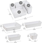 Mind Reader 25-Piece Drawer Organizer Set, Storage Trays for Kitchen, Bathroom, Office, Makeup, Jewelry & More, Junk Drawer Tray, Utensil Holder, Plastic, White