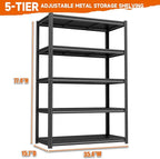 Storage Shelves Heavy Duty Garage Shelving Unit 2750 LBs, 5 Tier Adjustable Metal Shelf Industrial Storage Racks Utility Shelf Organiazation for Tools Garage Basement Warehouse 35.4"W*15.7"D*77.4"H