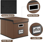 Huolewa File Organizer Boxes with Lids, Collapsible Faux Leather Hanging File Folder Box Organizer with Plastic Slide, Decorative Home/Office Filing System Boxes for File and Folders Storage