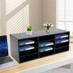 12 Compartments Paper Organizer for Desk, Desk Literature Organizer, Student Mailbox for Classroom, Desktop Bill Paper Storager File Sorter for Home Office Classroom(Black)