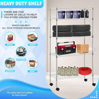 PayLessHere | 5-Tier Wire Shelf with Wheels | 14"x30"x60" | Chrome | Adjustable Racks | Heavy-Duty Storage Shelves, Holds Upto 220 lbs | Rust-Resistant, No-Tool Assembly | for Home, Garage Shelving