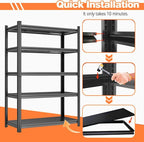 Metal Shelf Adjustable Garage Shelving Unit 3000 LBs Storage Shelves Heavy Duty, 5 Tier Industrial Storage Racks Utility Shelf Organiazation for Tools Garage Basement Warehouse 39.4"W*15.8"D*63"H