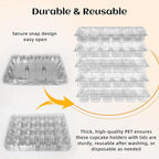 (24 Count x 10 Sets Plastic Cupcake Containers with Liners, Clear Cupcake Holder with Lids, Disposable Cupcake Carrier for Bakery, Cupcake Storage Box for Parties, Bake Sale Packaging