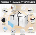 Extra Large Storage Bags Set Heavy Duty Moving Totes with Handles, Waterproof Dual-Way Carrying Design & Vacuum Space Bag,College Dorm,Christmas Decorations(4 Moving bag & 10 Vacuum Seal Bags)