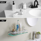 KES Bathroom Glass Shelf, Storage Shelf Wall Mounted Extra Thick Tempered Glass and Aluminum Silver Wall Mounted, A4126A