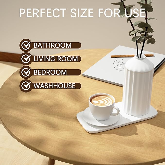 Premium Ceramic Bathroom Tray – Sleek Non-Slip Organizer for Shower, Countertop, Vanity | 10x4inch | Easy-Clean, Corrosion-Resistant