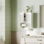 HOOBRO Fluted Bathroom Wall Cabinet, Farmhouse Medicine Cabinet with 2 Fluted Doors, Wall Storage Shelf with Towel Rack, Adjustable Shelf, for Small Spaces, Bathroom, Kitchen, White