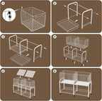 FOLLOWIN Rolling Laundry Cart with Wheels,76L Laundry Hamper Sorter Trolley with Extra Shelf,2 Removeable Collapsible Wire Storage Basket