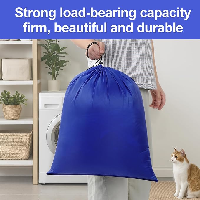OTraki Medium Laundry Bag 20x24 Inch Drawstring Travel Laundry Bags Durable Dirty Clothes Organizer Machine Washable Delicates Lingerie Wash Bags Drying do not exceed 176℉ Blue