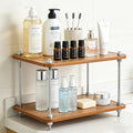 2-Tier Bathroom Counter Organizer Wooden Bathroom Shelf for Makeup Skincare Perfume and Spices Countertop Organizer Shelf for Corner Vanity Coffee Station Kitchen Office and Home Decor