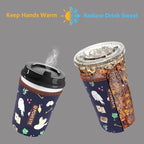 Reusable Neoprene Insulator Sleeve for Iced Coffee & Cold Soda, Coffee Sleeves for Iced & Hot Drinks, Cold Beverage Cooler Compatible with Starbucks, Dunkin (Hogwar Magic, Large: 32oz)