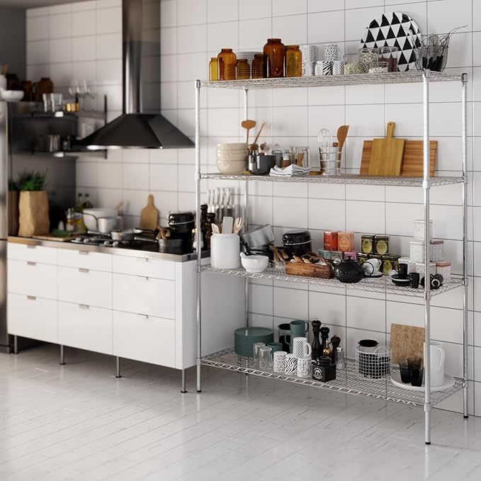 21" Deep x 60" Wide x 74" Height Wire Shelving Kit | 4-Tier | NSF Commercial Storage Rack Unit