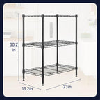 PayLessHere | 3-Tier Wire Shelf | 23"x13"x30" | Black | Adjustable Racks | Heavy-Duty Storage Shelves, Holds Upto 450 lbs | Rust-Resistant, No-Tool Assembly | for Home, Garage Shelving