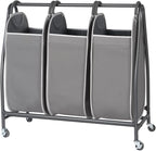 Neatfreak Triple Laundry Hamper Sorter - Rolling Laundry Cart With Wheels & 3 x removable Dirty Clothes Hamper Totes With EVERFRESH Tech For Towels, Blankets & Bathroom Organization