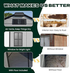 8 x 6 FT Plastic Outdoor Storage Shed, All-Weather Resin Garden Shed with Floor, Lockable Doors & Windows, Plastic Tool Shed for Patio，Poolside, Backyard