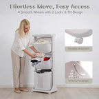 GCCSJ 3-Tier Rolling Laundry Hamper Sorter with Wheels, 75L Capacity & Removable Mesh Baskets, Foldable Storage Organizer Cart for Bedroom, Bathroom, Laundry Room (17.32"x13.1"x42.59")