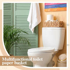 3Pack Toilet Paper Basket for Organizing Scalloped Edge Wicker Basket with Handles Toilet Tank Paper Holder Storage for Bathroom Bedroom Countertop Shelf Decor(Natural Color,Water Hyacinth)