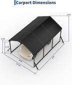 Garvee 10x15x9 ft Metal Carport, Car Port with Reinforced Frame and Steel Roof for All-Weather Use, Permanent Shelter for Sedans, SUVs, or Boats